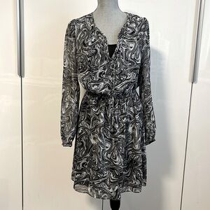 MICHAEL KORS NWOT Long Sleeve Georgette Printed Lined Dress, Size M